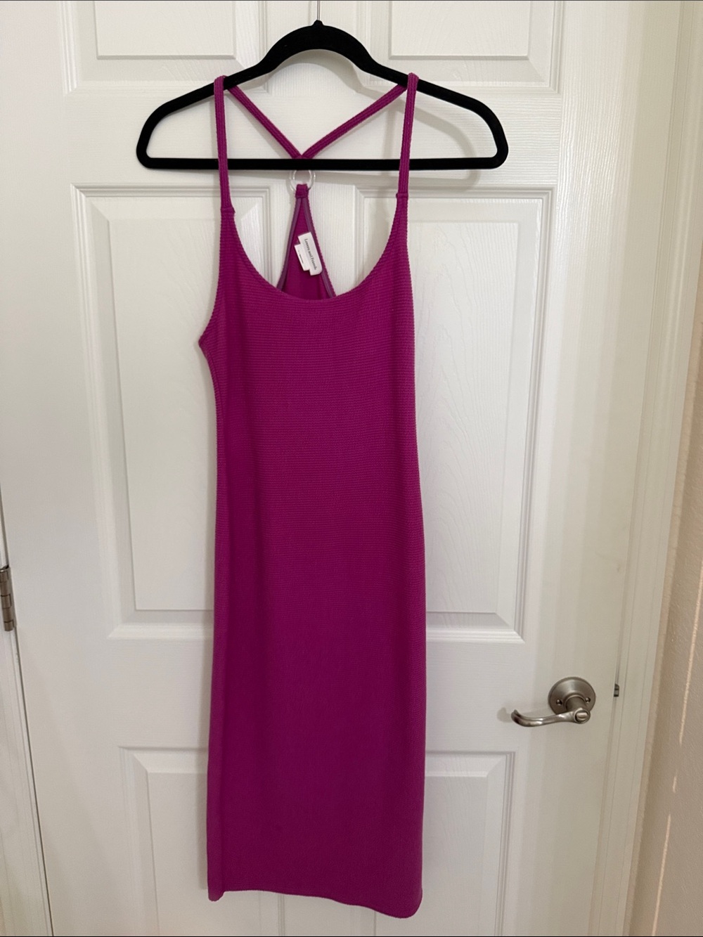 Lovers + Friends Fuchsia Ribbed Crisscross Back Midi Dress